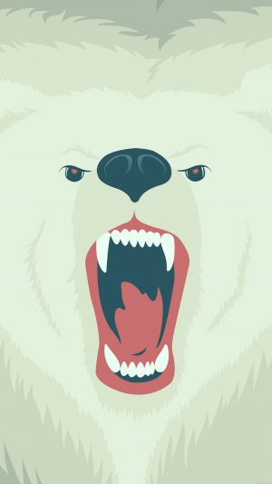 Fierce Polar Bear Winter Cartoon Illust