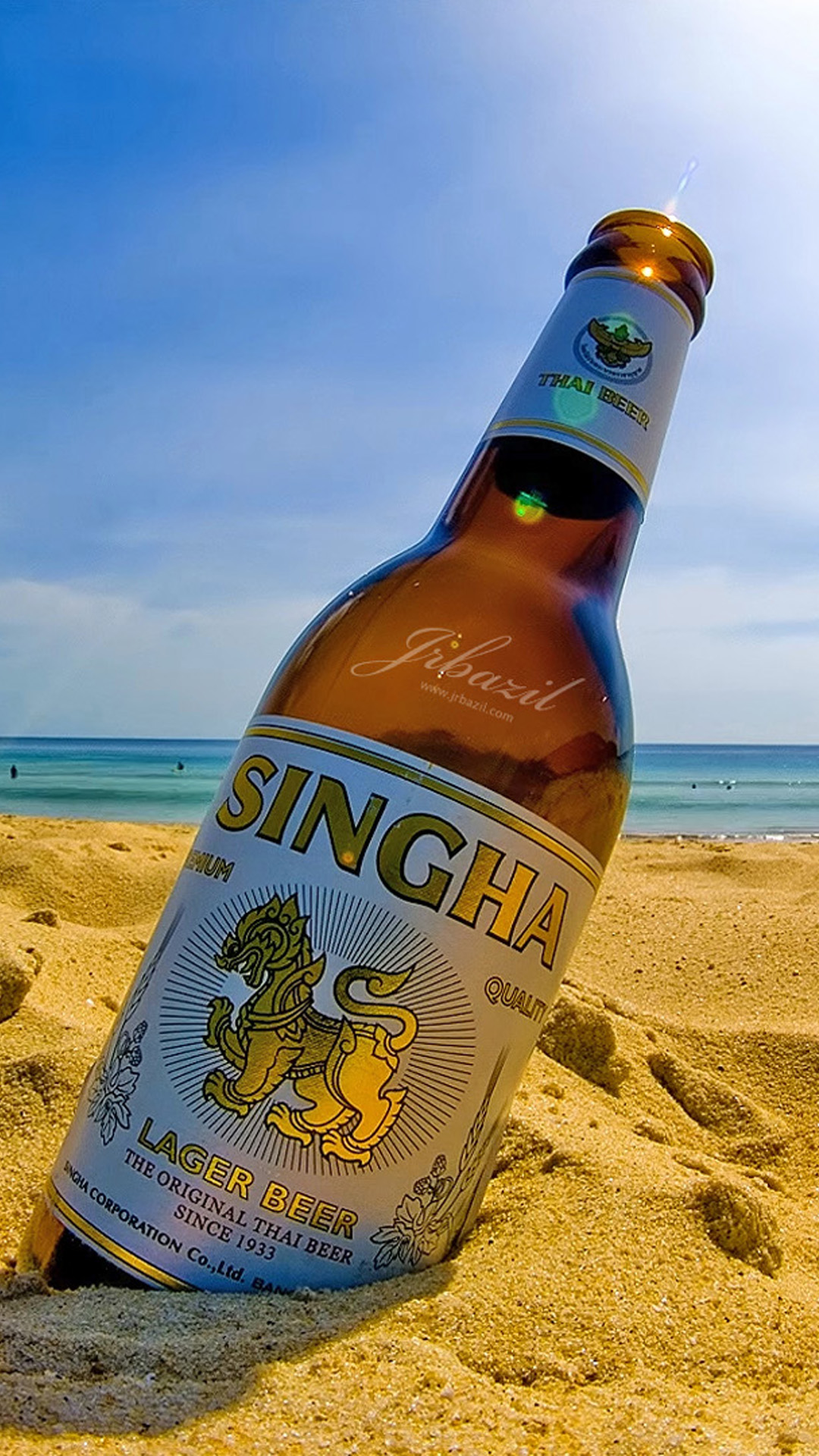 Summer beach beer bottle